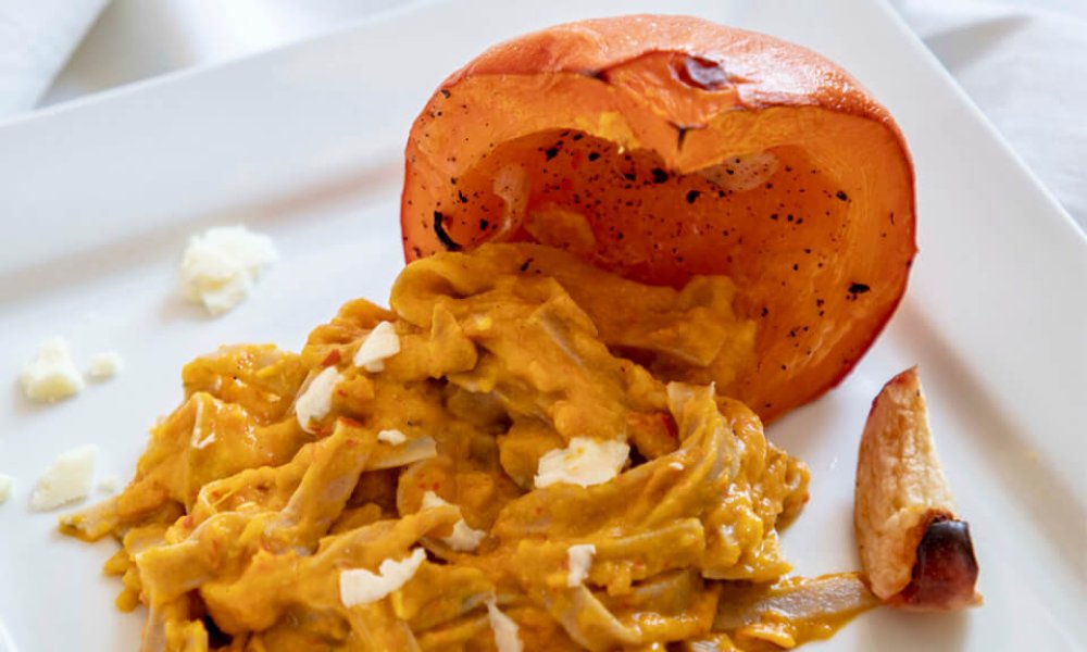 Cestoviny s bryndzovo-tekvicovo-jablkovou omáčkou